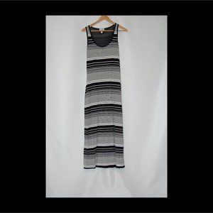 JERSEY by JACOB black & white striped sleeveless maxi dress, Size Large